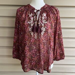•Mason Belle• Lightweight Floral Boho Blouse - Size Small